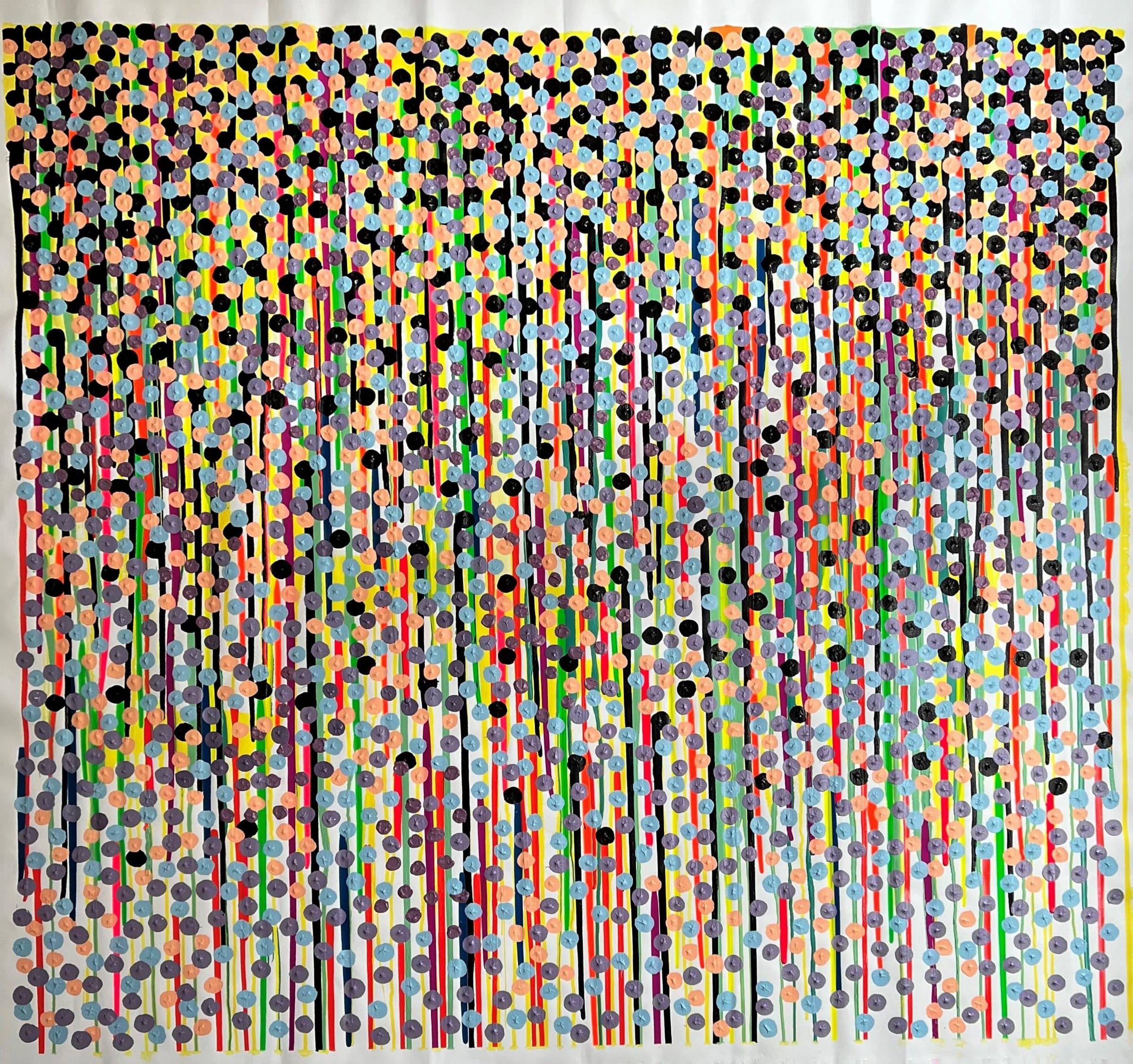 Candy Melts by Joumana Yaghi — acrylic on canvas, 50 × 47 in